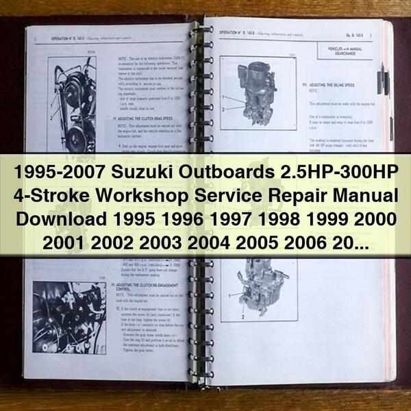 1995-2007 Suzuki Outboards 2.5HP-300HP 4-Stroke Workshop Service Repair Manual 1995 1996 1997 1998 1999 2000 2001 2002 2003 2004 2005 2006 2007