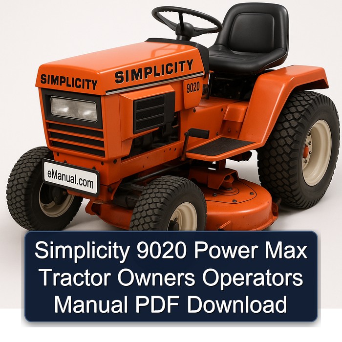 Simplicity 9020 Power Max Tractor Owners Operators Manual PDF Download