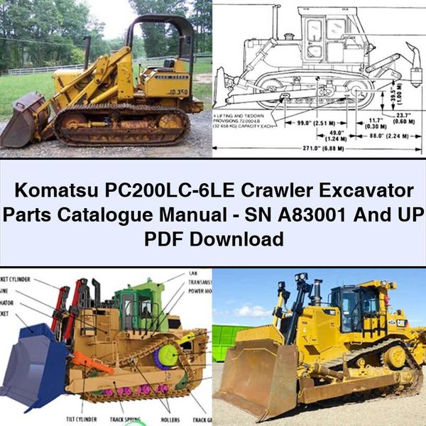 Komatsu PC200LC-6LE Crawler Excavator Parts Catalogue Manual-SN A83001 And UP