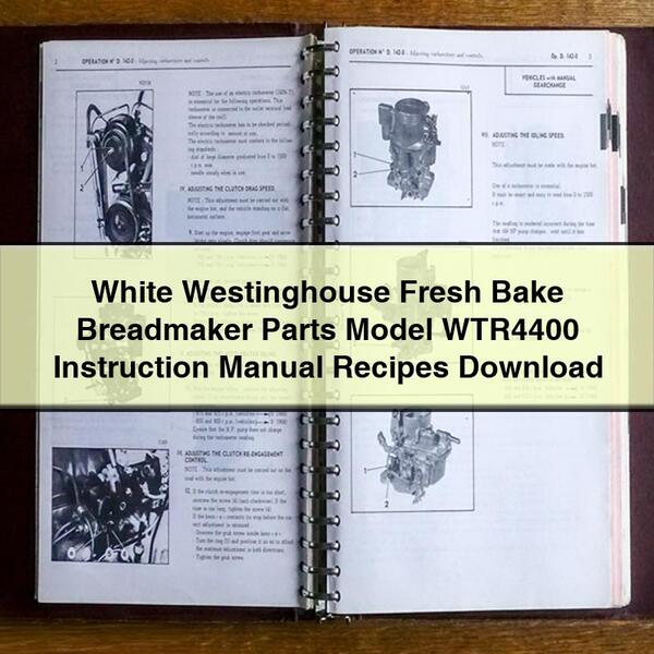 White Westinghouse Fresh Bake Breadmaker Parts Model WTR4400 Instruction Manual Recipes