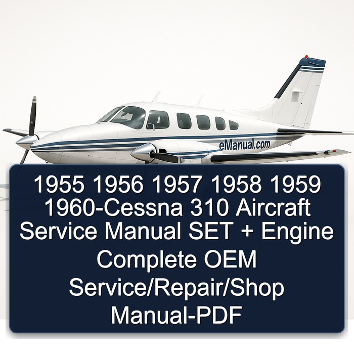 1955 1956 1957 1958 1959 1960-Cessna 310 Aircraft Service Manual SET + Engine Complete OEM Service/Repair/Shop Manual-PDF