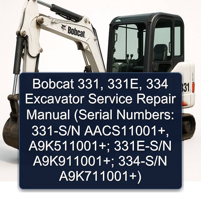 Bobcat 331 331E 334 Excavator Service Repair Manual (331-S/N AACS11001 & Above S/N A9K511001 & Above 331E-S/N A9K911001 & Above 334-S/N A9K711001 & Above)