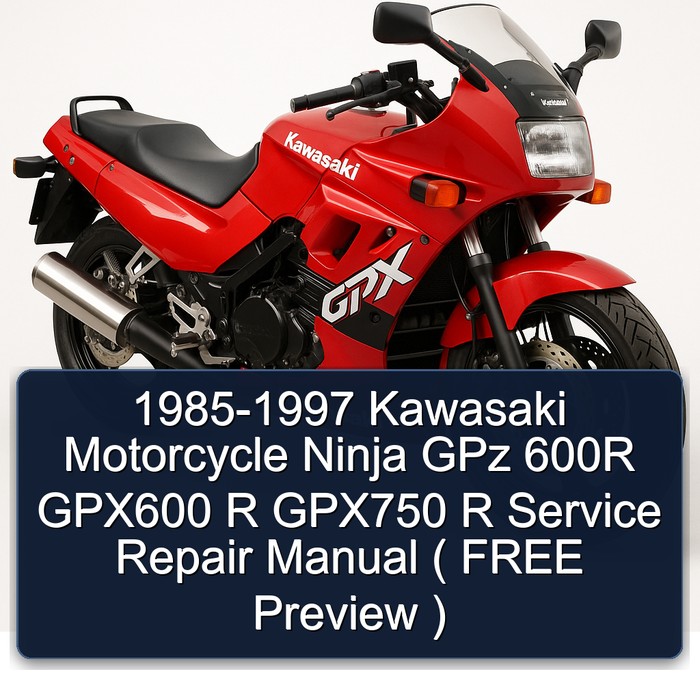 1985-1997 Kawasaki Motorcycle Ninja GPz 600R GPX600 R GPX750 R Manual de servicio y reparación ( FREE Preview )