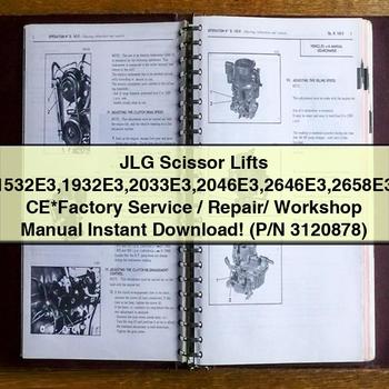 JLG Scissor Lifts 1532E3 1932E3 2033E3 2046E3 2646E3 2658E3 CE Factory Service/Repair/ Workshop Manual  (P/N 3120878)
