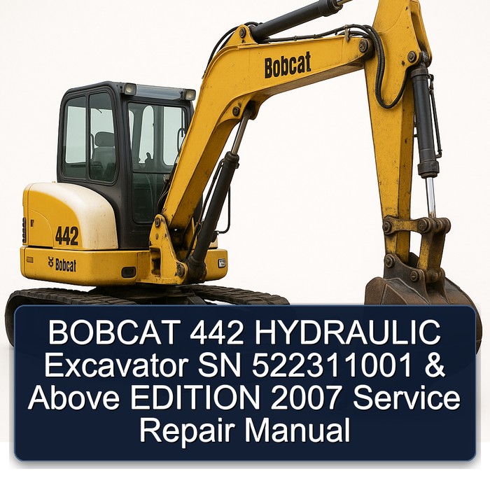 BOBCAT 442 HYDRAULIC Excavator SN 522311001 & Above EDITION 2007 Manual de servicio y reparación