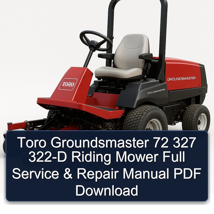 Manual de Servicio y Reparación Completo para Cortadora de Césped Toro Groundsmaster 72 327 322-D (Descarga PDF)