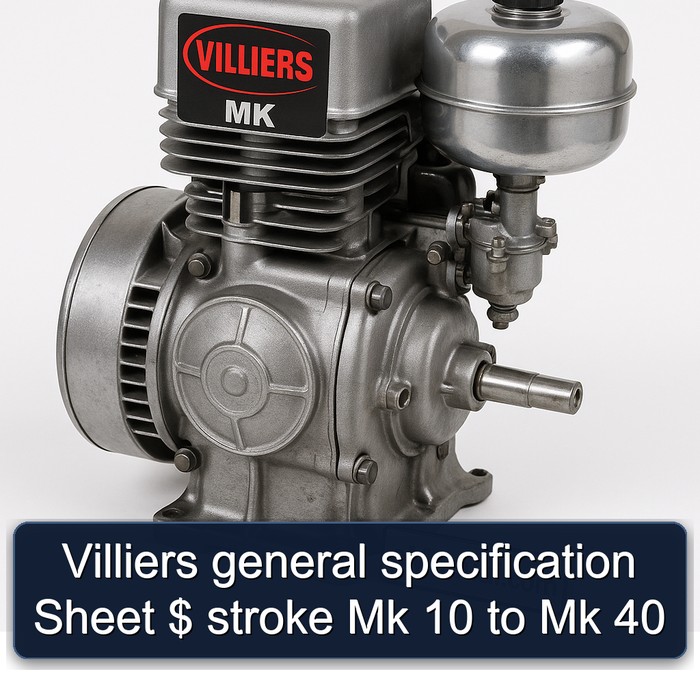 Villiers general specification Sheet $ stroke Mk 10 to Mk 40