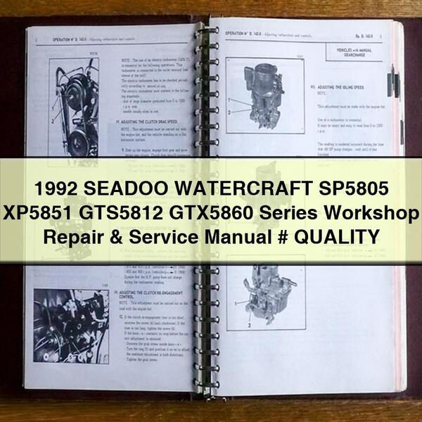 Manual de Reparación y Servicio para Sea-Doo 1992 Serie SP5805, XP5851, GTS5812, GTX5860
