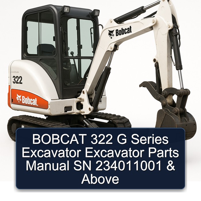 BOBCAT 322 G Series Excavator Excavator Parts Manual SN 234011001 & Above 
