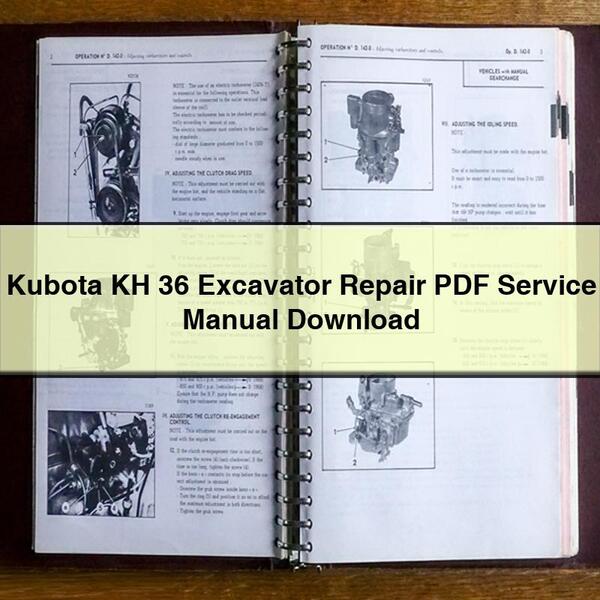 Kubota KH 36 Excavator Repair Service Manual 