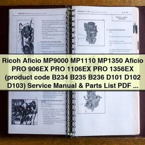 Manual de Servicio y Lista de Piezas Ricoh Aficio MP9000, MP1110, MP1350, PRO 906EX, PRO 1106EX, PRO 1356EX (PDF)