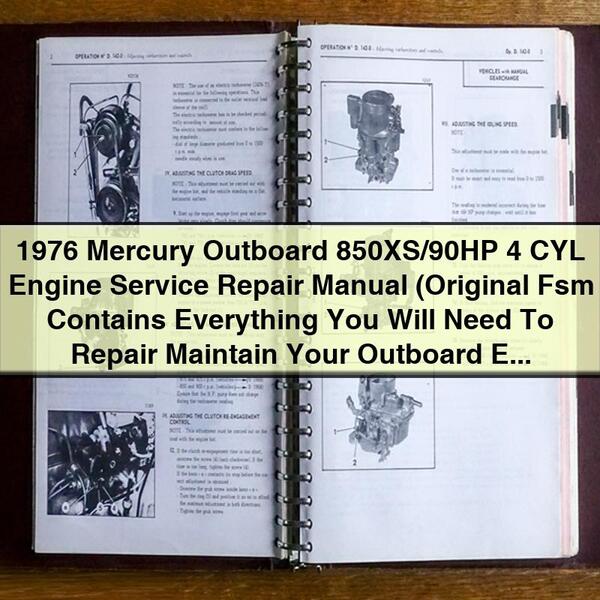 1976 Mercury Outboard 850XS/90HP 4 CYL Engine Service Repair Manual (Original Fsm  perfect For Diy) 