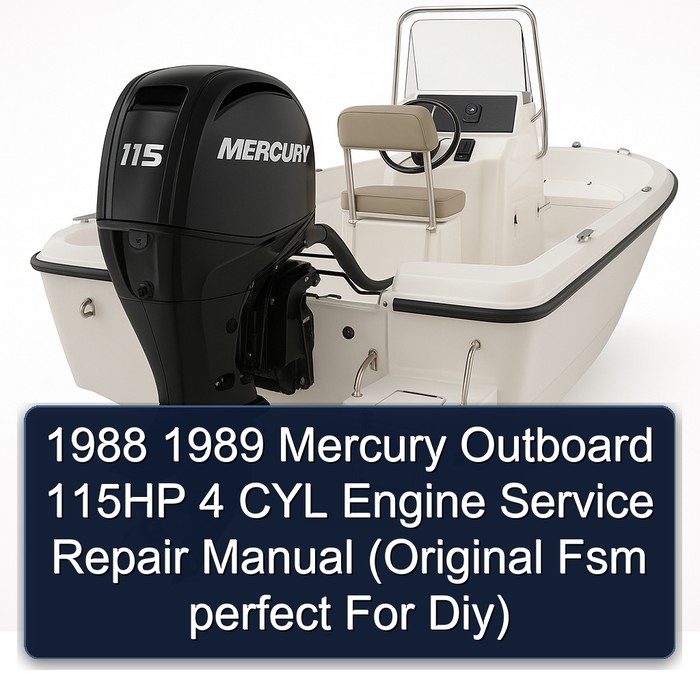 1988 1989 Mercury Outboard 115HP 4 CYL Engine Manual de servicio y reparación (Original Fsm perfect For Diy)