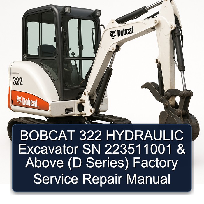 BOBCAT 322 HYDRAULIC Excavator SN 223511001 & Above (D Series) Factory Service Repair Manual