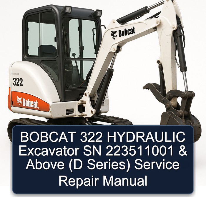 BOBCAT 322 HYDRAULIC Excavator SN 223511001 & Above (D Series) Service Repair Manual