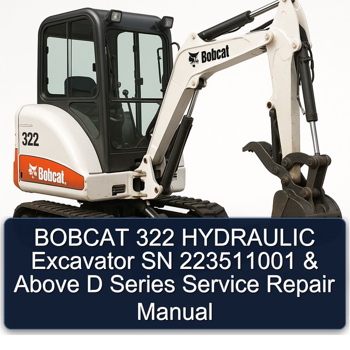 BOBCAT 322 HYDRAULIC Excavator SN 223511001 & Above D Series Service Repair Manual 