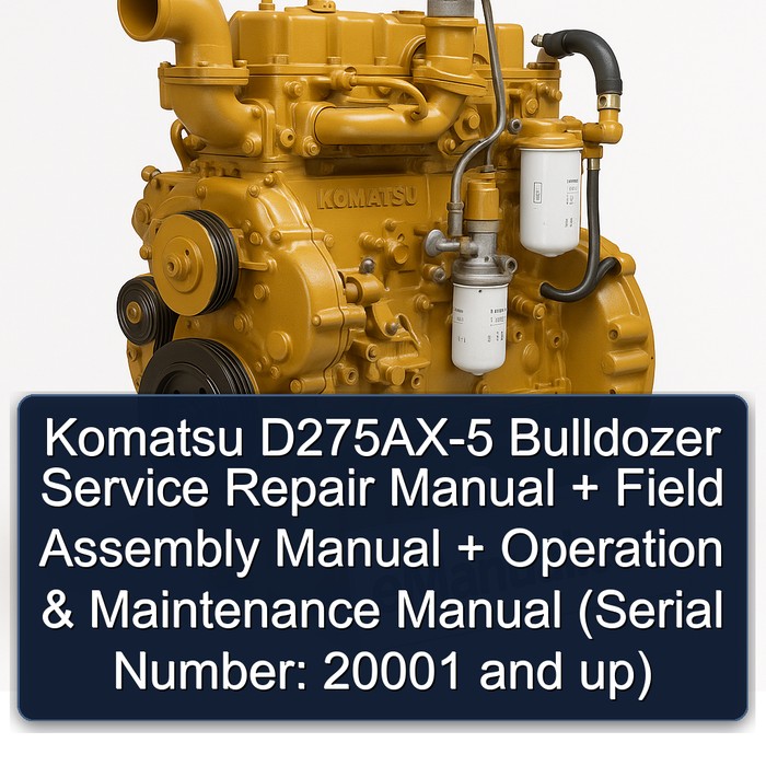Komatsu D275AX-5 Bulldozer Manual de servicio y reparación + Field Assembly Manual + Operation & Maintenance Manual (Serial Number: 20001 and up)