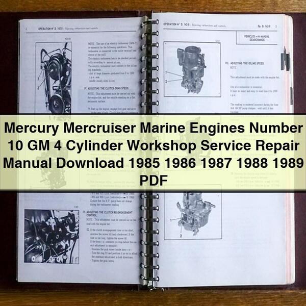 Mercury Mercruiser Marine Engines Number 10 GM 4 Cylinder Workshop Service Repair Manual  1985 1986 1987 1988 1989