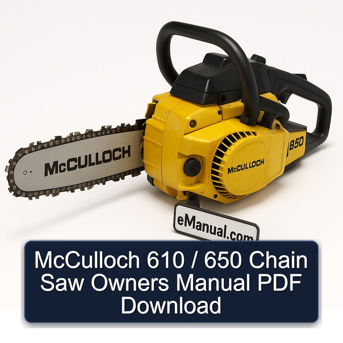 Mcculloch 610 / 650 Chain Saw Owners Manual PDF Download