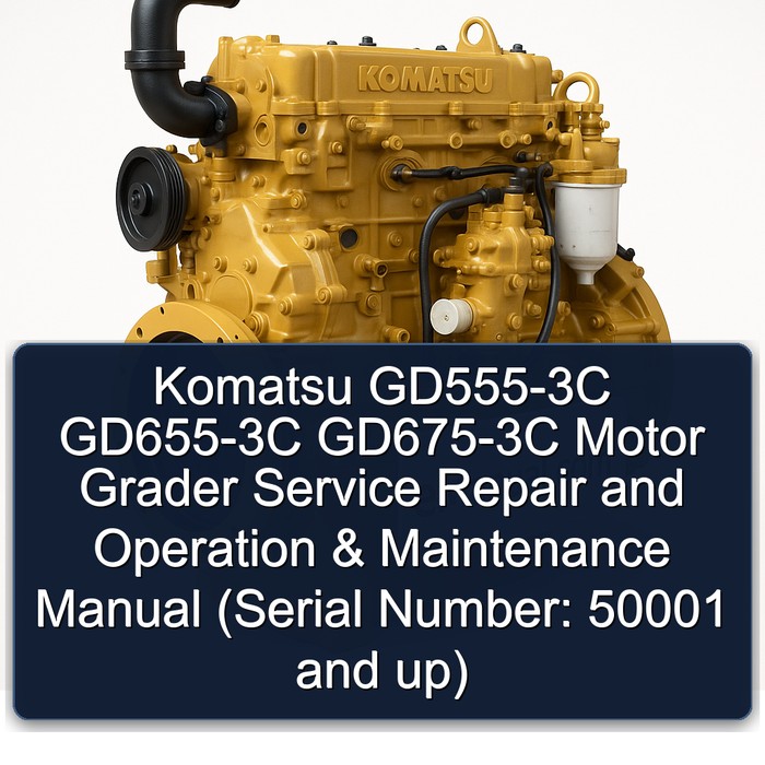 Komatsu GD555-3C GD655-3C GD675-3C Motor Grader Manual de servicio y reparación + Operation & Maintenance Manual (Serial Number: 50001 and up)