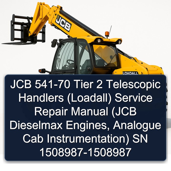 JCB 541-70 Tier 2 Telescopic Handlers (Loadall) Service Repair Manual (JCB Dieselmax Engines, Analogue Cab Instrumentation) SN 1508987-1508987