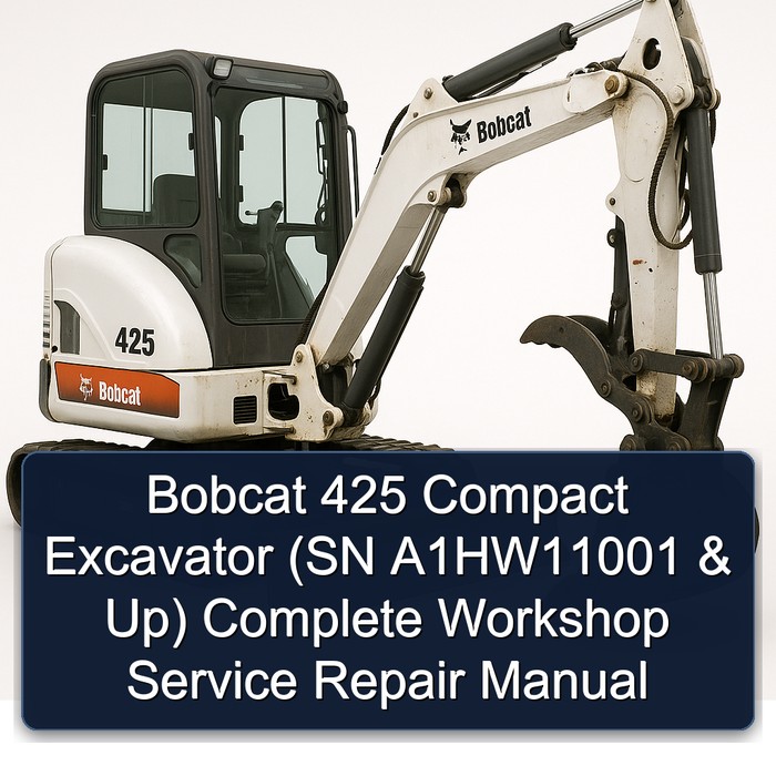 Bobcat 425 Compact Excavator (SN A1HW11001 & Up) Complete Workshop Service Repair Manual