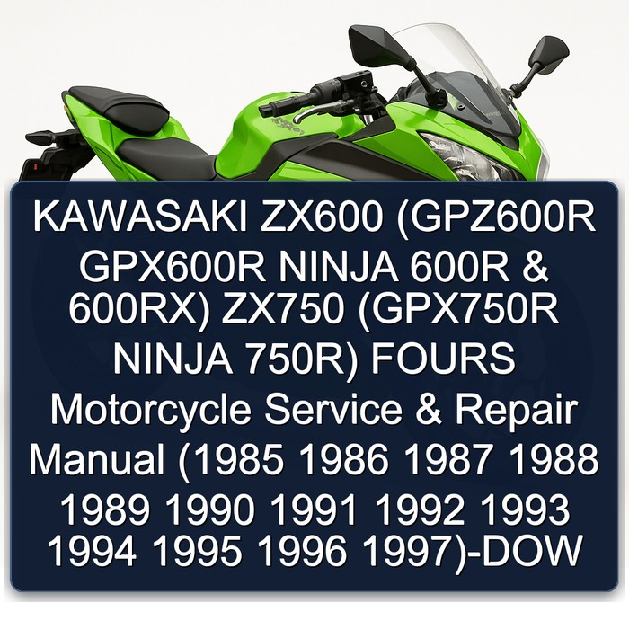 KAWASAKI ZX600 (GPZ600R GPX600R NINJA 600R & 600RX) ZX750 (GPX750R NINJA 750R) FOURS Motorcycle Service & Repair Manual (1985 1986 1987 1988 1989 1990 1991 1992 1993 1994 1995 1996 1997)-DOW