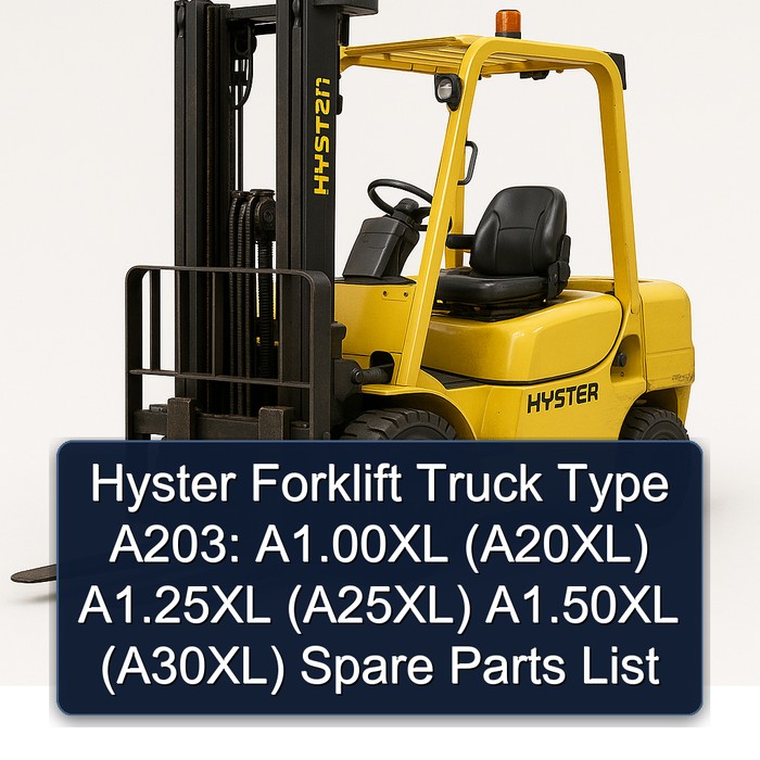 Hyster Forklift Truck Type A203: A1.00XL (A20XL) A1.25XL (A25XL) A1.50XL (A30XL) Spare Parts List