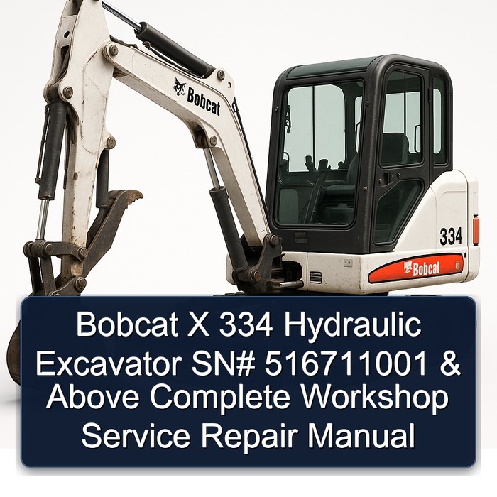 Bobcat X 334 Hydraulic Excavator SN# 516711001 & Above Complete Workshop Service Repair Manual