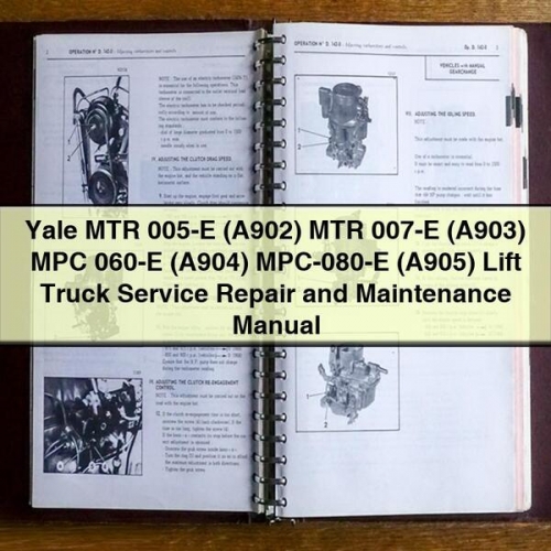 Yale MTR 005-E MTR 007-E MPC 060-E MPC-080-E Lift Truck Service Repair and Maintenance Manual PDF Download