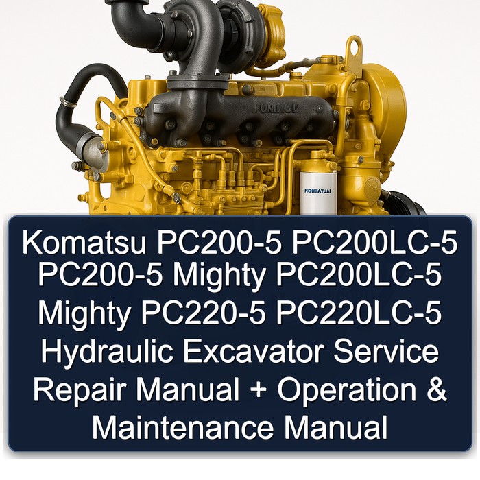 Komatsu PC200-5 PC200LC-5 PC200-5 MIGHTY PC200LC-5 MIGHTY PC220-5 PC220LC-5 Hydraulic Excavator Manual de servicio y reparación + Operation & Maintenance Manual