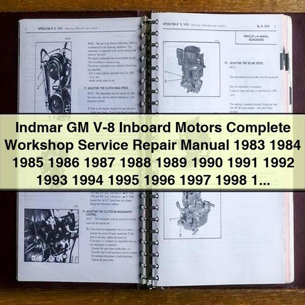 Indmar GM V-8 Inboard Motors Manual completo de servicio y reparación del taller 1983 1984 1985 1986 1987 1988 1989 1990 1991 1992 1993 1994 1995 1996 1997 1998 1999 2000 2001 2002 2003