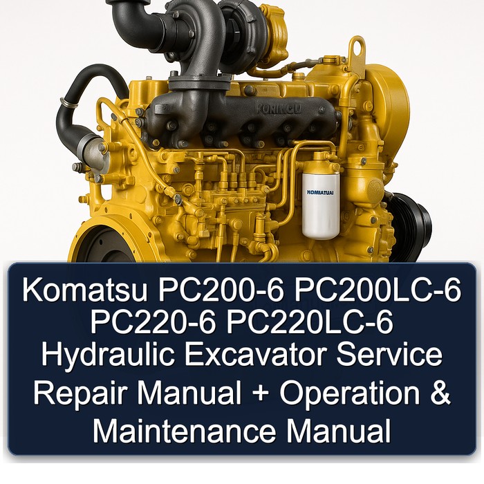 Komatsu PC200-6 PC200LC-6 PC220-6 PC220LC-6 Hydraulic Excavator Service Repair Manual + Operation & Maintenance Manual 