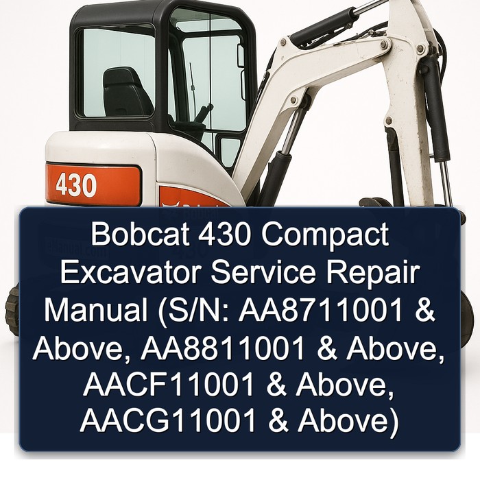 Bobcat 430 Compact Excavator Manual de servicio y reparación (S/N: AA8711001 & Above S/N: AA8811001 & Above S/N: AACF11001 & Above S/N: AACG11001 & Above)