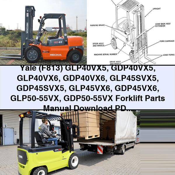 Yale (F813) GLP40VX5 GDP40VX5 GLP40VX6 GDP40VX6 GLP45SVX5 GDP45SVX5 GLP45VX6 GDP45VX6 GLP50-55VX GDP50-55VX Forklift Parts Catalog PDF Download