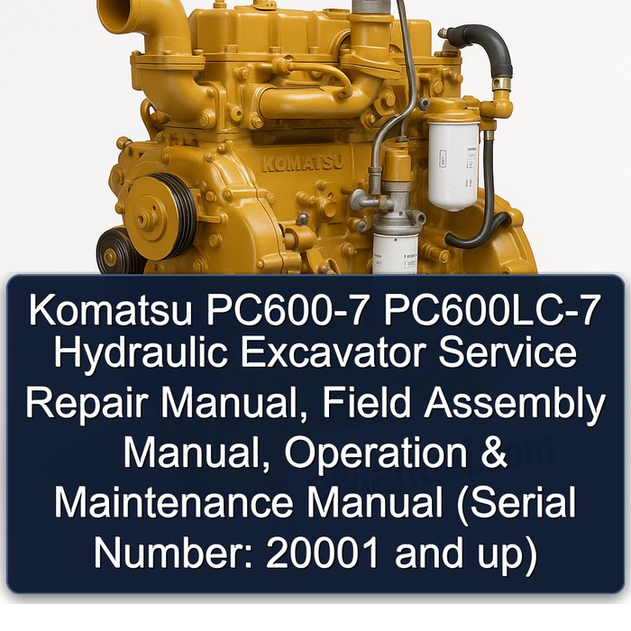 Komatsu PC600-7 PC600LC-7 Hydraulic Excavator Manual de servicio y reparación + Field Assembly Manual + Operation & Maintenance Manual (Serial Number: 20001 and up)