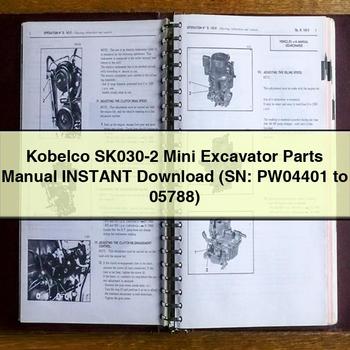 Kobelco SK030-2 Mini Excavator (Sn: PW04401 to 05788) Parts Catalog PDF Download