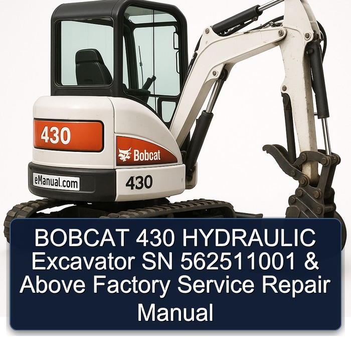 BOBCAT 430 HYDRAULIC Excavator SN 562511001 & Above Factory Manual de servicio y reparación