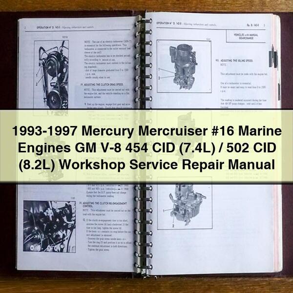 1996 Mercury Mercruiser #16 Marine Engines Gm V-8 454 Cid (7.4L)/502 Cid (8.2L) Workshop Service Repair Manual PDF Download