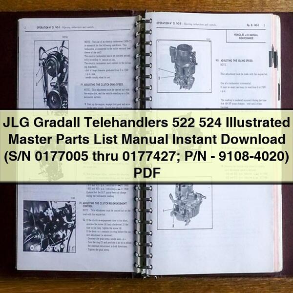 Jlg Gradall Telehandlers 522 524 (S/N 0177005 Thru 0177427; P/N-9108-4020) Parts Catalog PDF Download