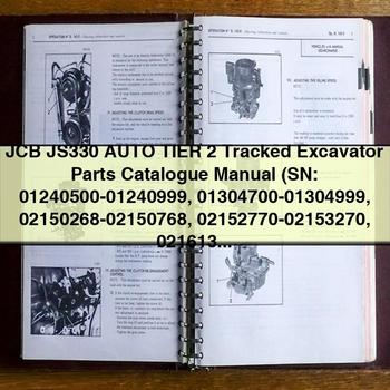 JCB JS330 Auto Tier 2 Tracked Excavator Parts Catalogue Manual