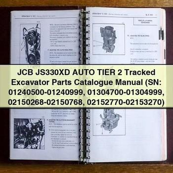 JCB JS330XD Auto Tier 2 Tracked Excavator Parts Catalogue Manual