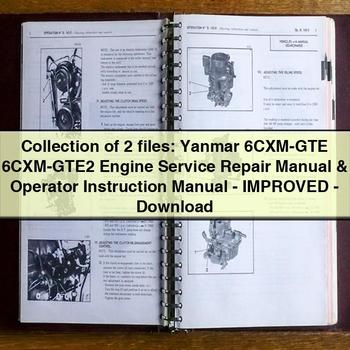 Collection of 2 files: Yanmar 6CXM-GTE 6CXM-GTE2 Engine Service Repair Manual & Operator Instruction Manual-Improved-PDF 