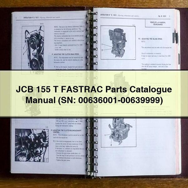 JCB 155 T FASTRAC Parts Catalogue Manual (SN: 00636001-00639999)
