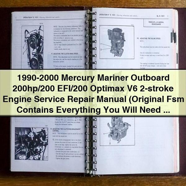 1990-2000 Mercury Mariner Outboard 200hp/200 EFI/200 Optimax V6 2-stroke Engine Manual de servicio y reparación