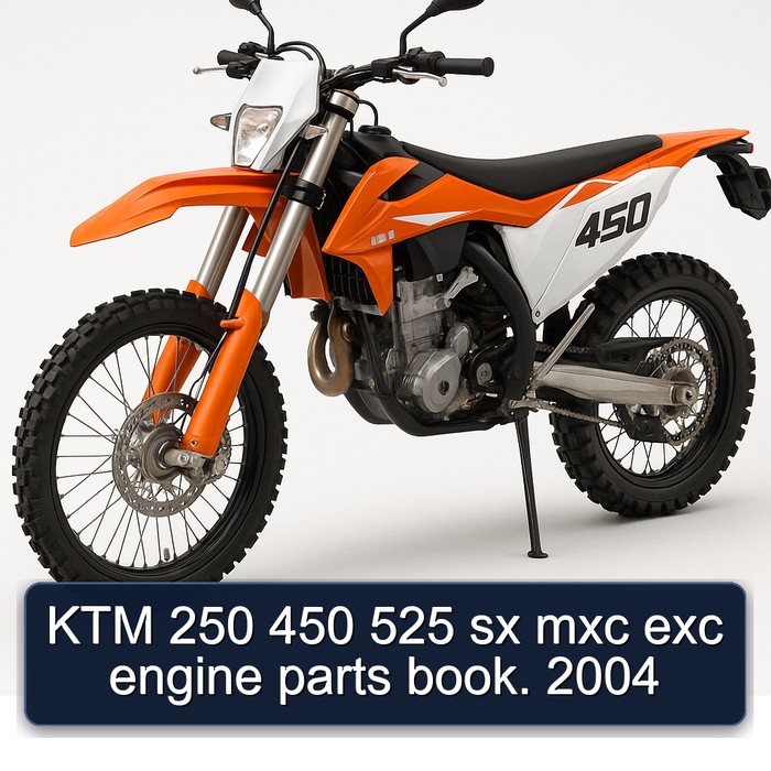 KTM 250 450 525 sx mxc exc engine parts book. 2004