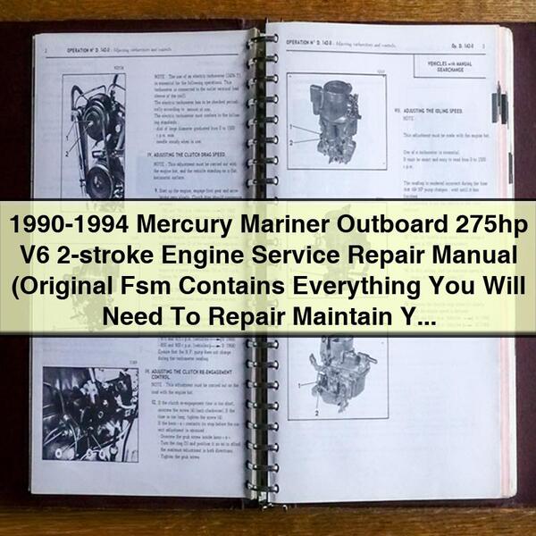 1990-1994 Mercury Mariner Outboard 275hp V6 2-stroke Engine Service Repair Manual (Original Fsm  perfect For Diy) 