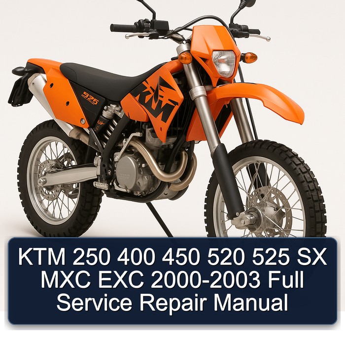 KTM 250 400 450 520 525 SX MXC EXC 2000-2003 Full Manual de servicio y reparación