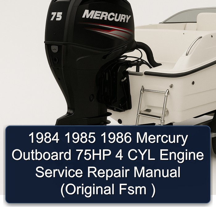 1984 1985 1986 Mercury Outboard 75HP 4 CYL Engine Manual de servicio y reparación (Original Fsm )