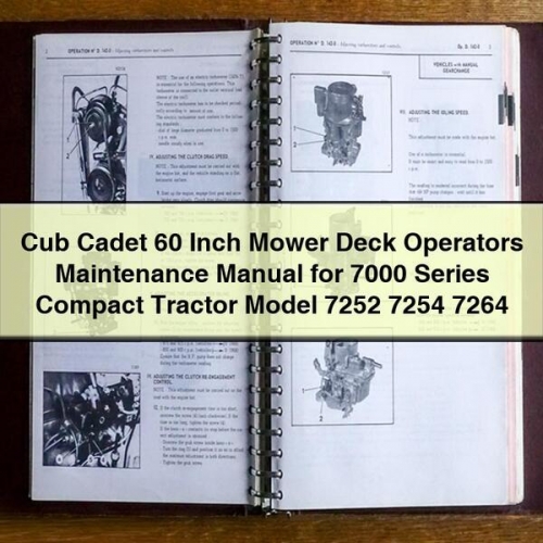 Cub Cadet 60 Inch Mower Deck Operators for 7000 Series Compact Tractor Model Workshop Service Repair Manual PDF Download